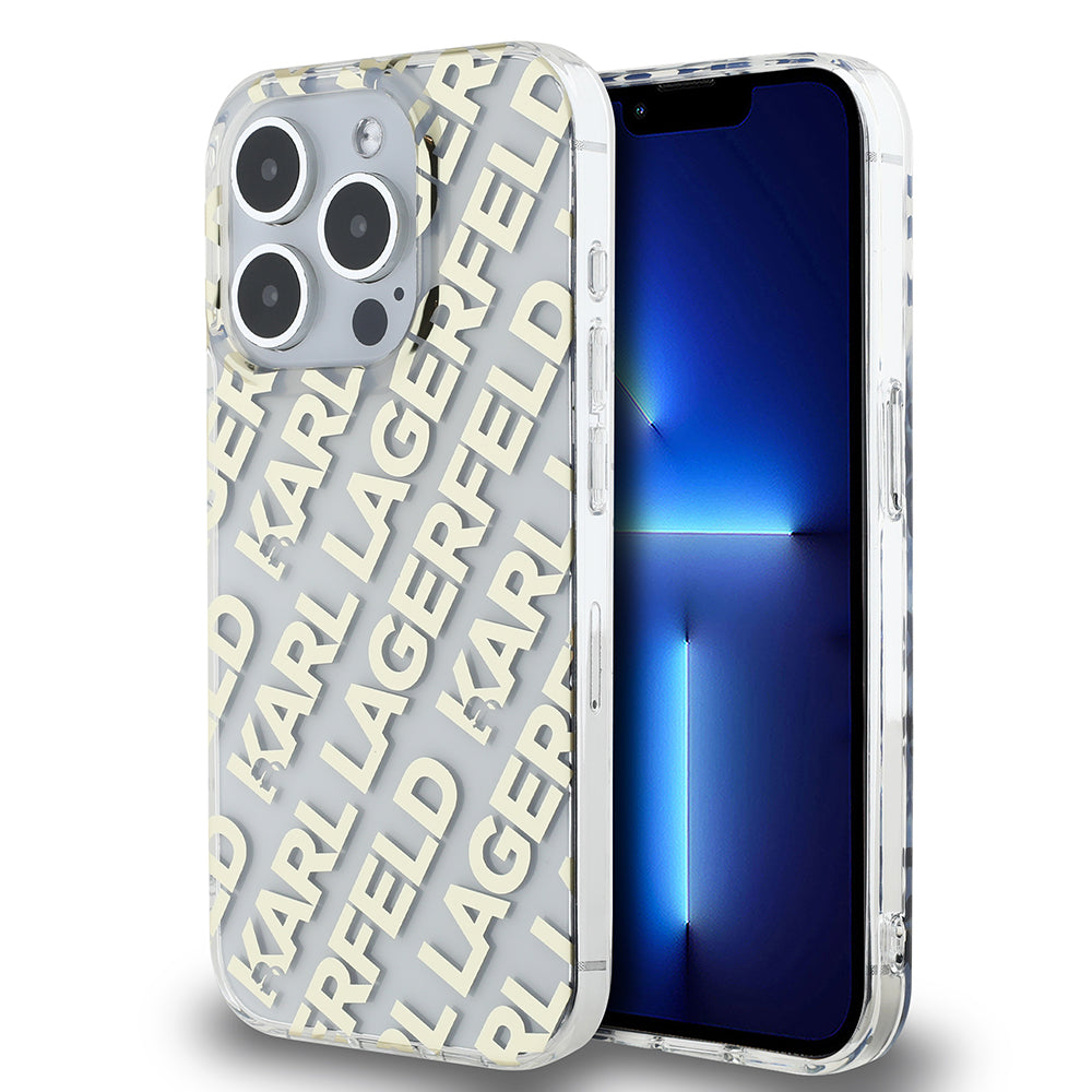Калъф за Apple iPhone 15 Pro, Karl Lagerfeld, IML Electroplated Repeated Logo, Златист