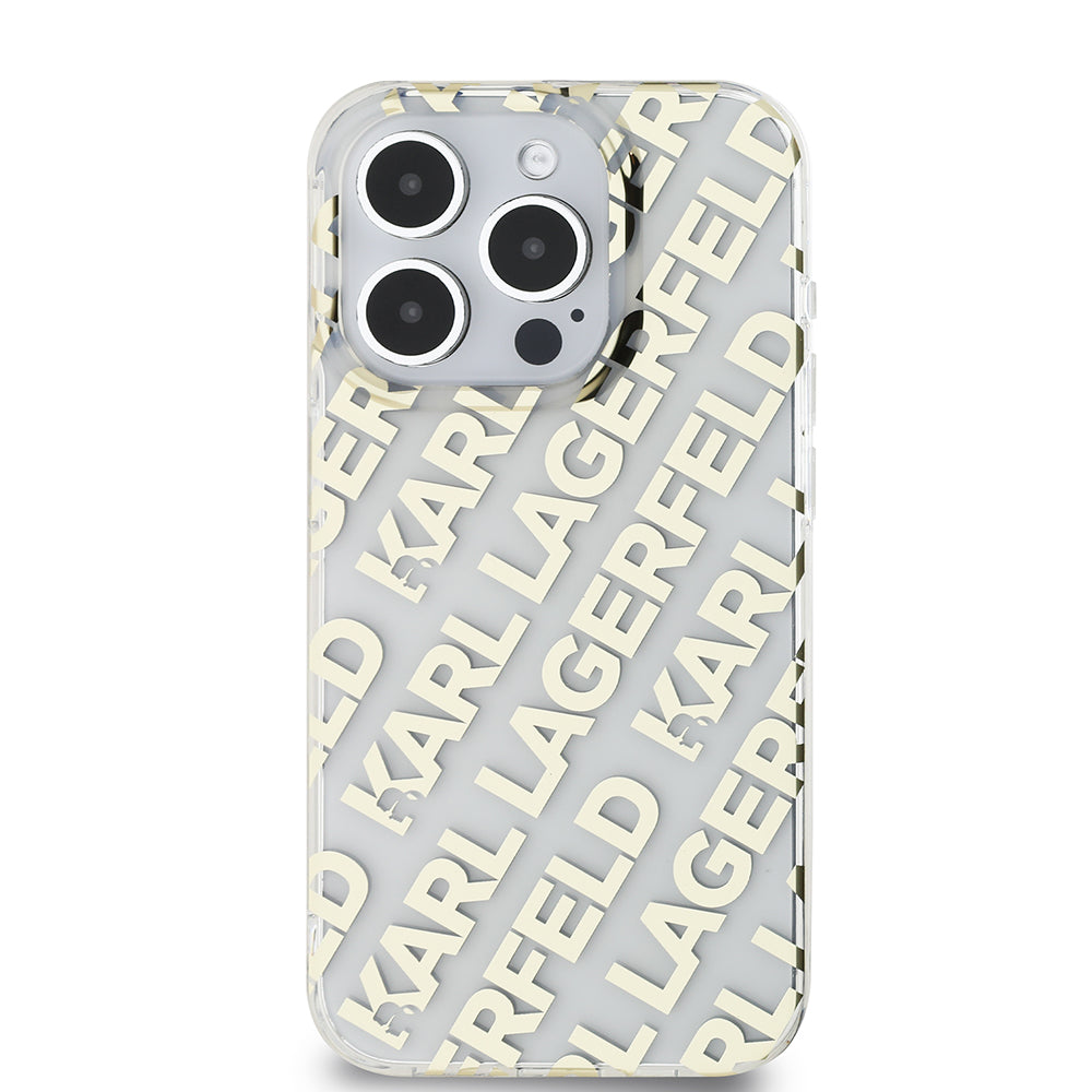 Калъф за Apple iPhone 15 Pro, Karl Lagerfeld, IML Electroplated Repeated Logo, Златист