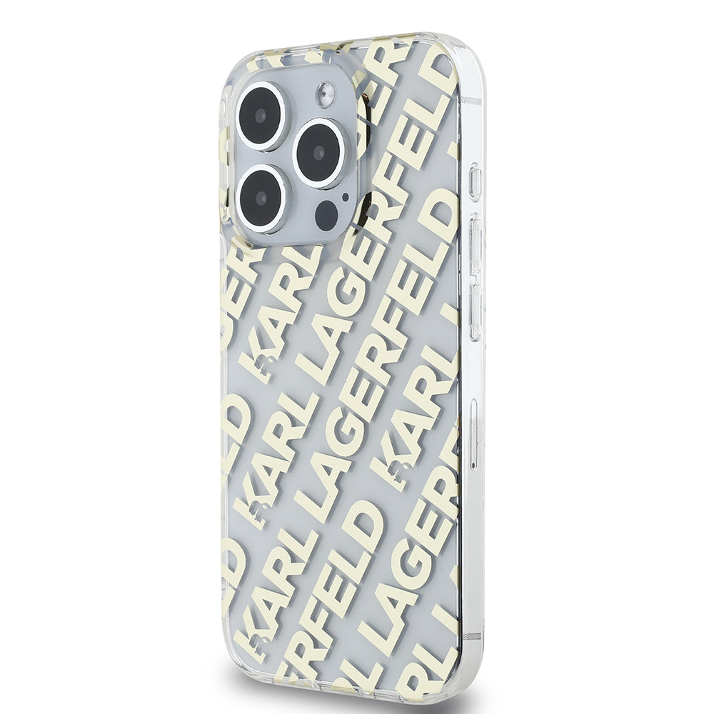 Калъф за Apple iPhone 15 Pro, Karl Lagerfeld, IML Electroplated Repeated Logo, Златист