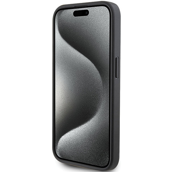 Калъф за Apple iPhone 15 Pro, Karl Lagerfeld, Saffiano Card Slot Metal Karl & Choupette, Черен