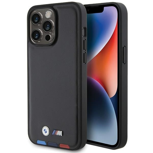 Калъф за Apple iPhone 15 Pro Max, BMW, Stamp Tricolor, Черен