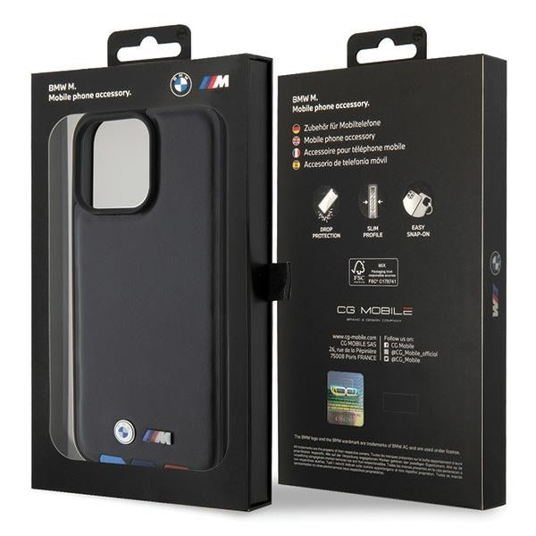 Калъф за Apple iPhone 15 Pro Max, BMW, Stamp Tricolor, Черен