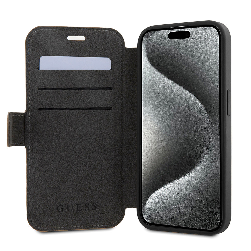 Калъф за Apple iPhone 15 Pro Max, Guess, 4G Book, Кафяв