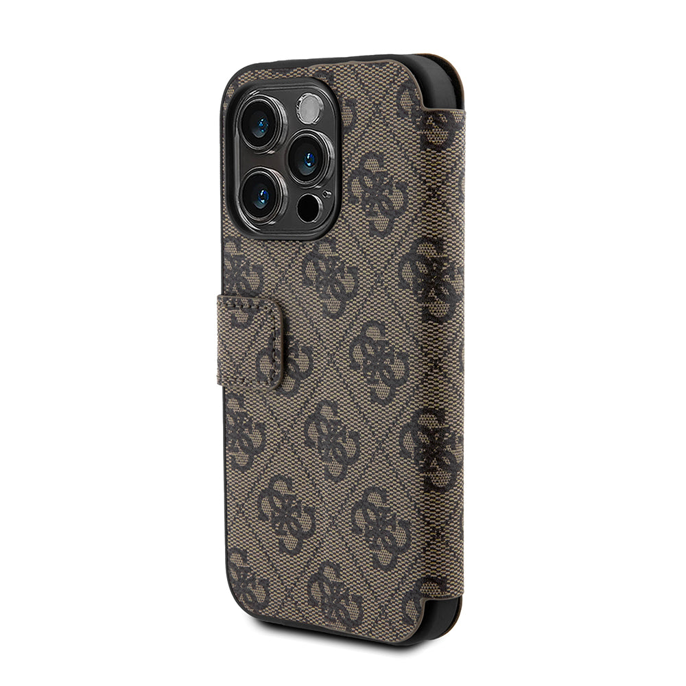 Калъф за Apple iPhone 15 Pro Max, Guess, 4G Book, Кафяв