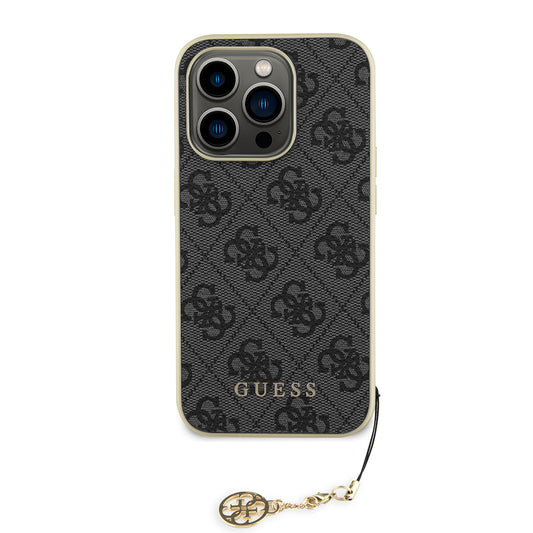 Калъф за Apple iPhone 15 Pro Max, Guess, 4G Charm, Сив