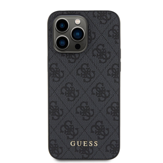 Калъф за Apple iPhone 15 Pro Max, Guess, 4G Metal Gold Logo, Сив
