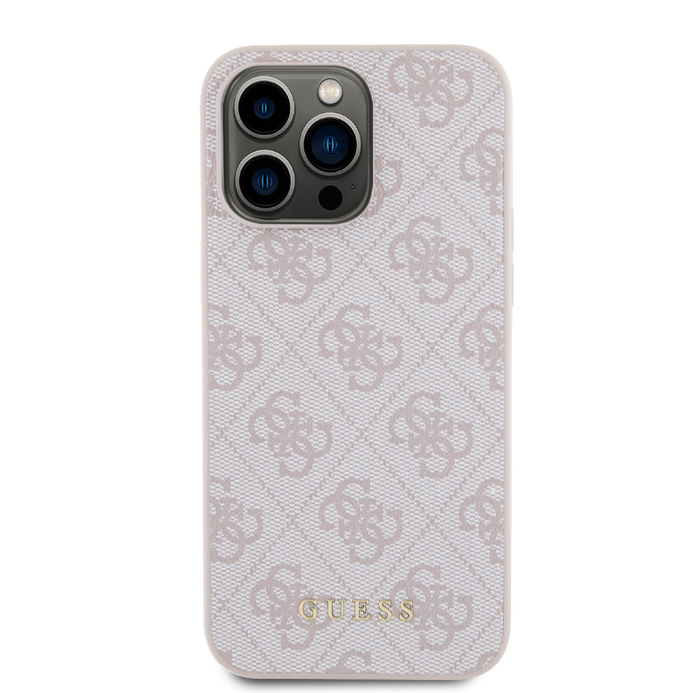 Калъф за Apple iPhone 15 Pro Max, Guess, 4G Metal Gold Logo, Розов