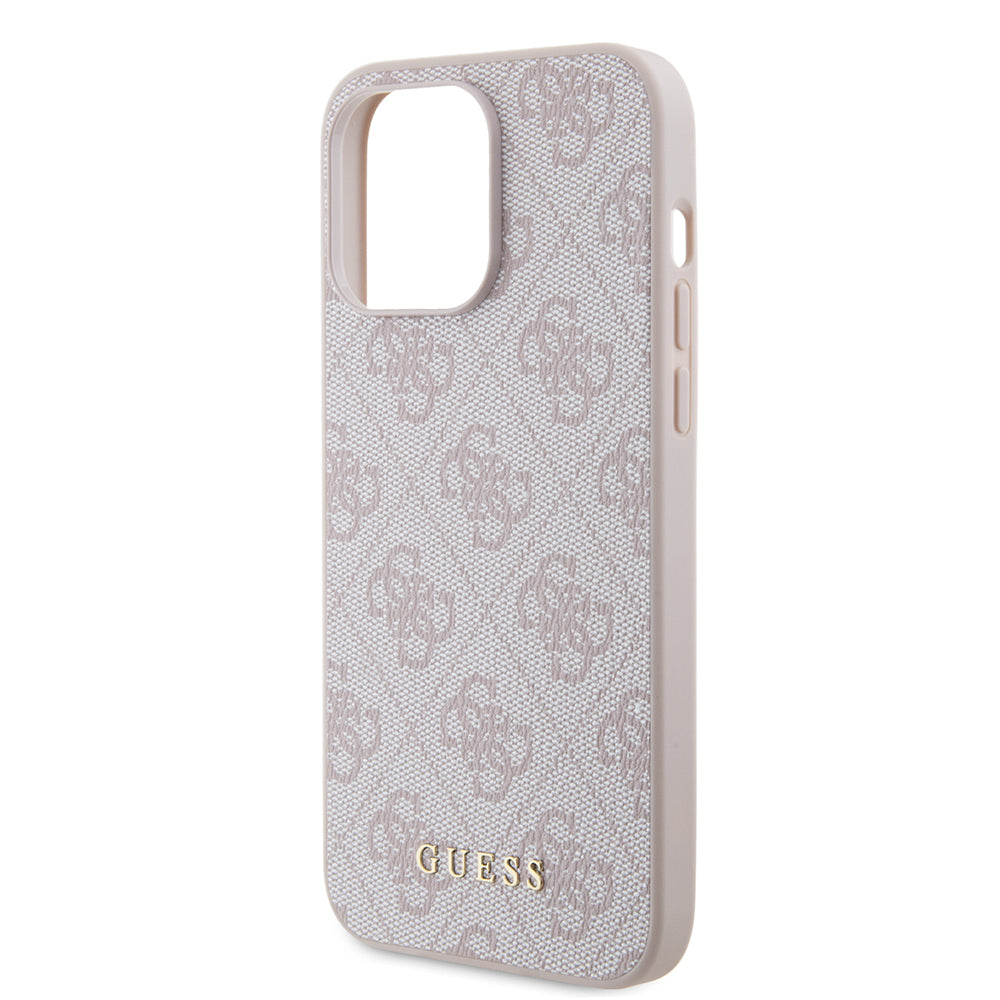 Калъф за Apple iPhone 15 Pro Max, Guess, 4G Metal Gold Logo, Розов