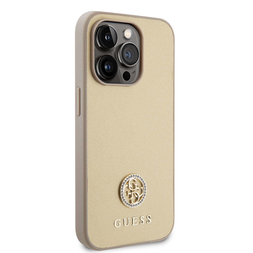 Калъф за Apple iPhone 15 Pro Max, Guess, 4G Strass Metal Logo, Златист