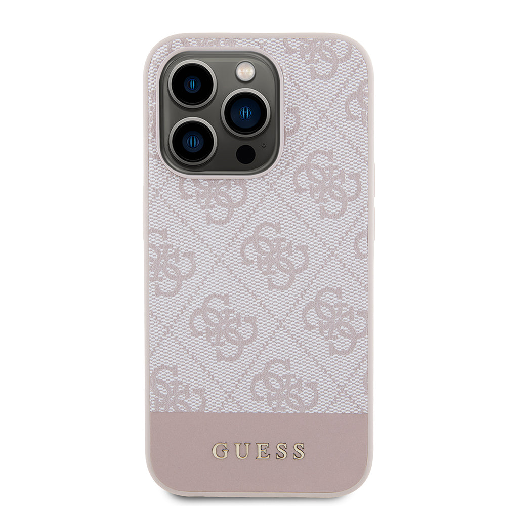 Калъф за Apple iPhone 15 Pro Max, Guess, 4G Stripe, Розов