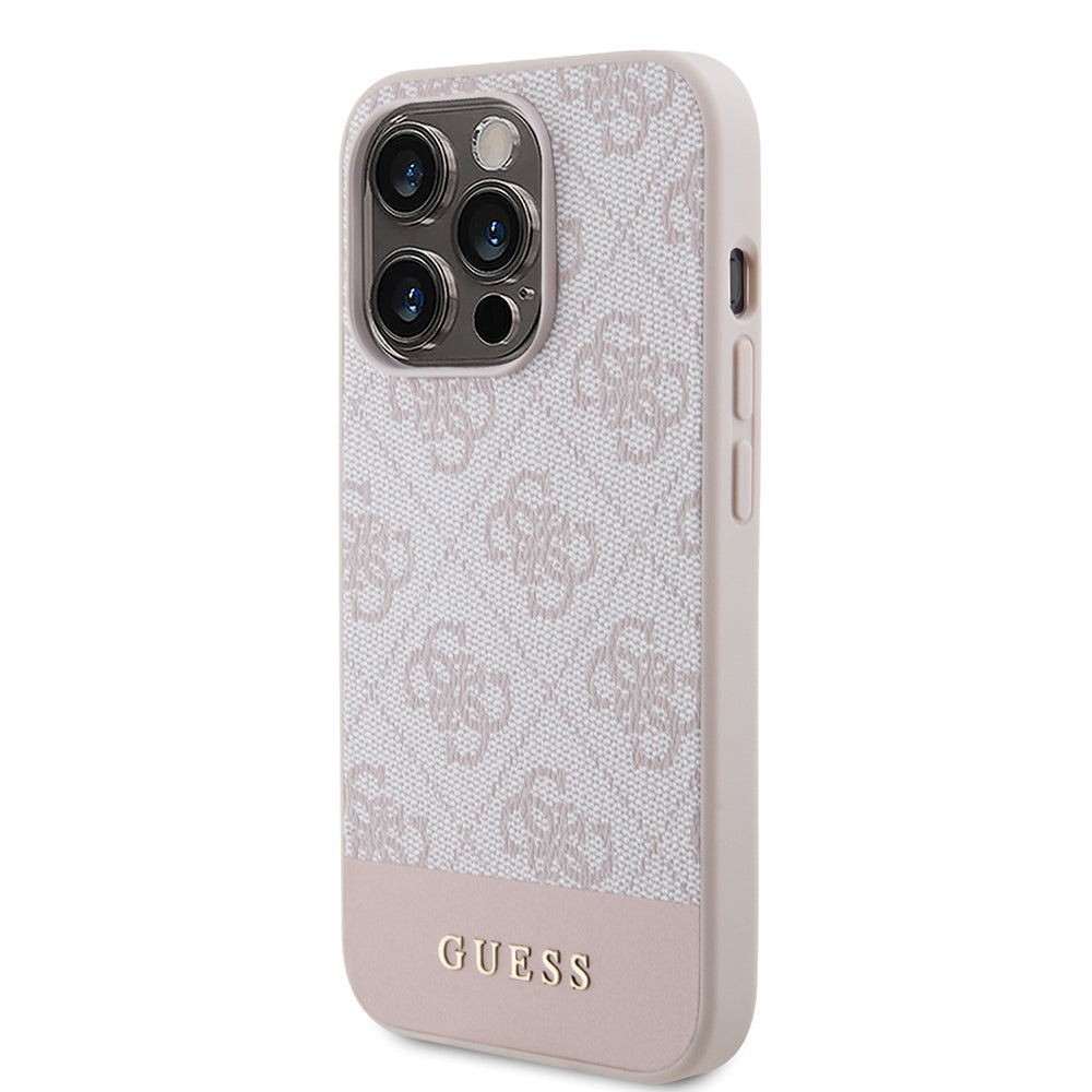 Калъф за Apple iPhone 15 Pro Max, Guess, 4G Stripe, Розов