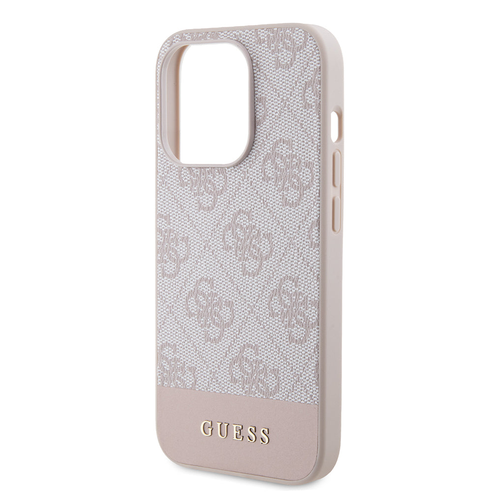 Калъф за Apple iPhone 15 Pro Max, Guess, 4G Stripe, Розов