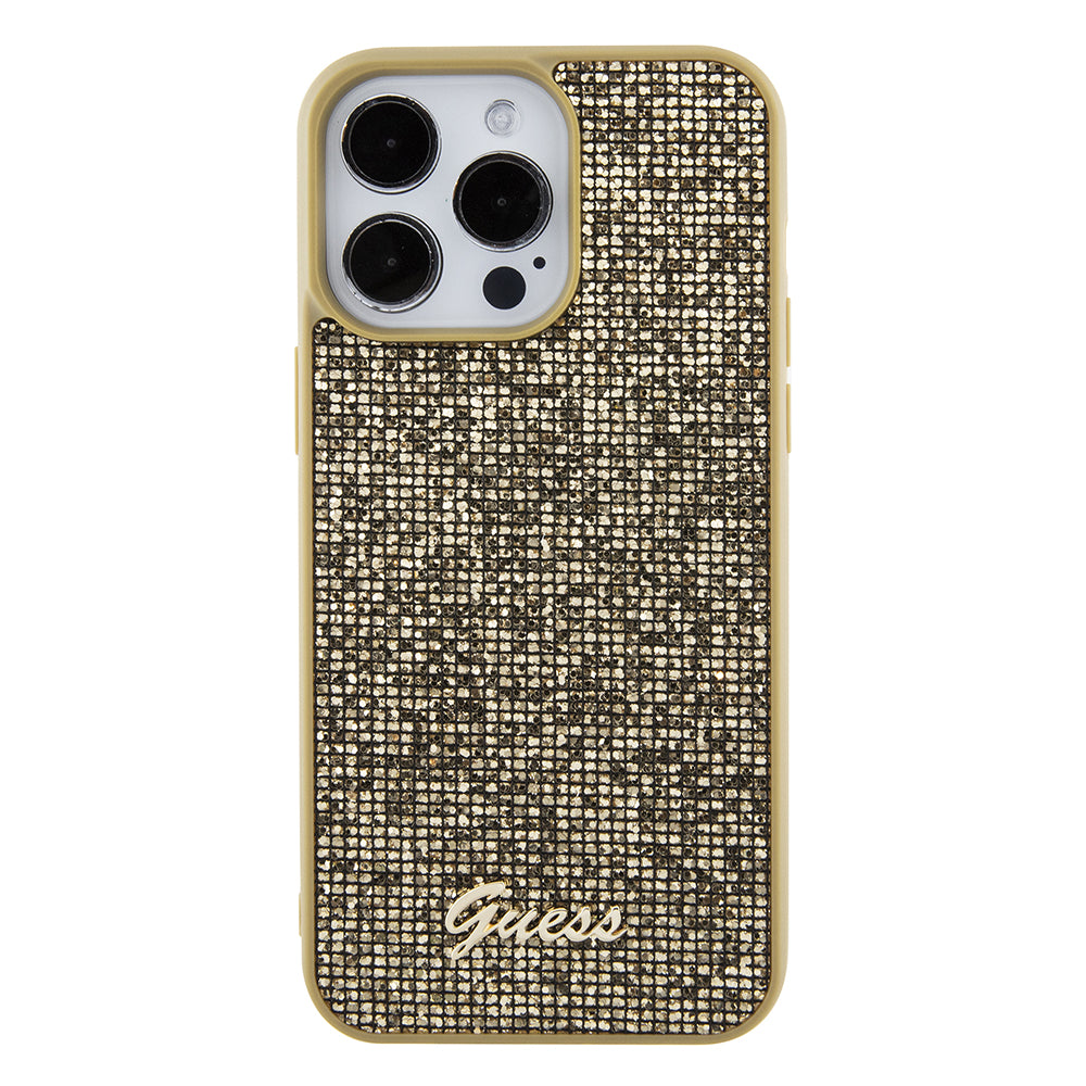 Калъф за Apple iPhone 15 Pro Max, Guess, Disco Metal Script, Златист