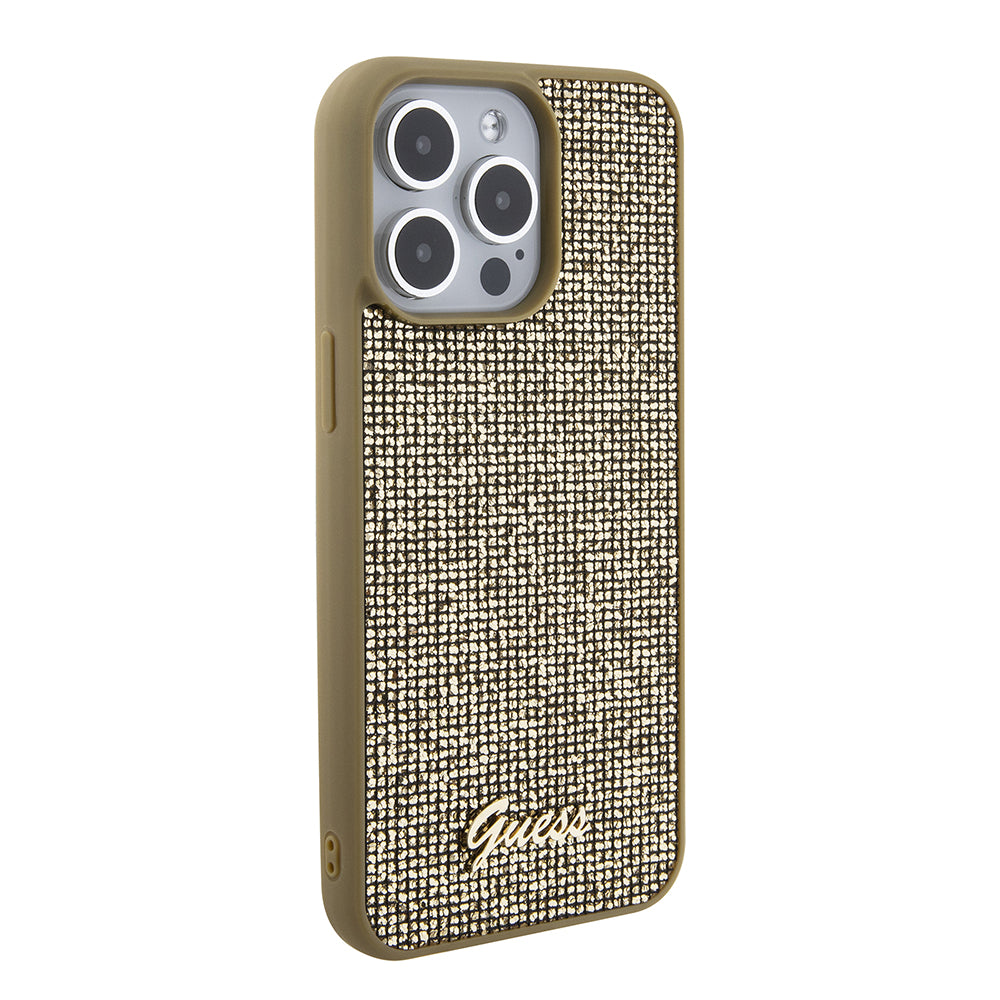 Калъф за Apple iPhone 15 Pro Max, Guess, Disco Metal Script, Златист