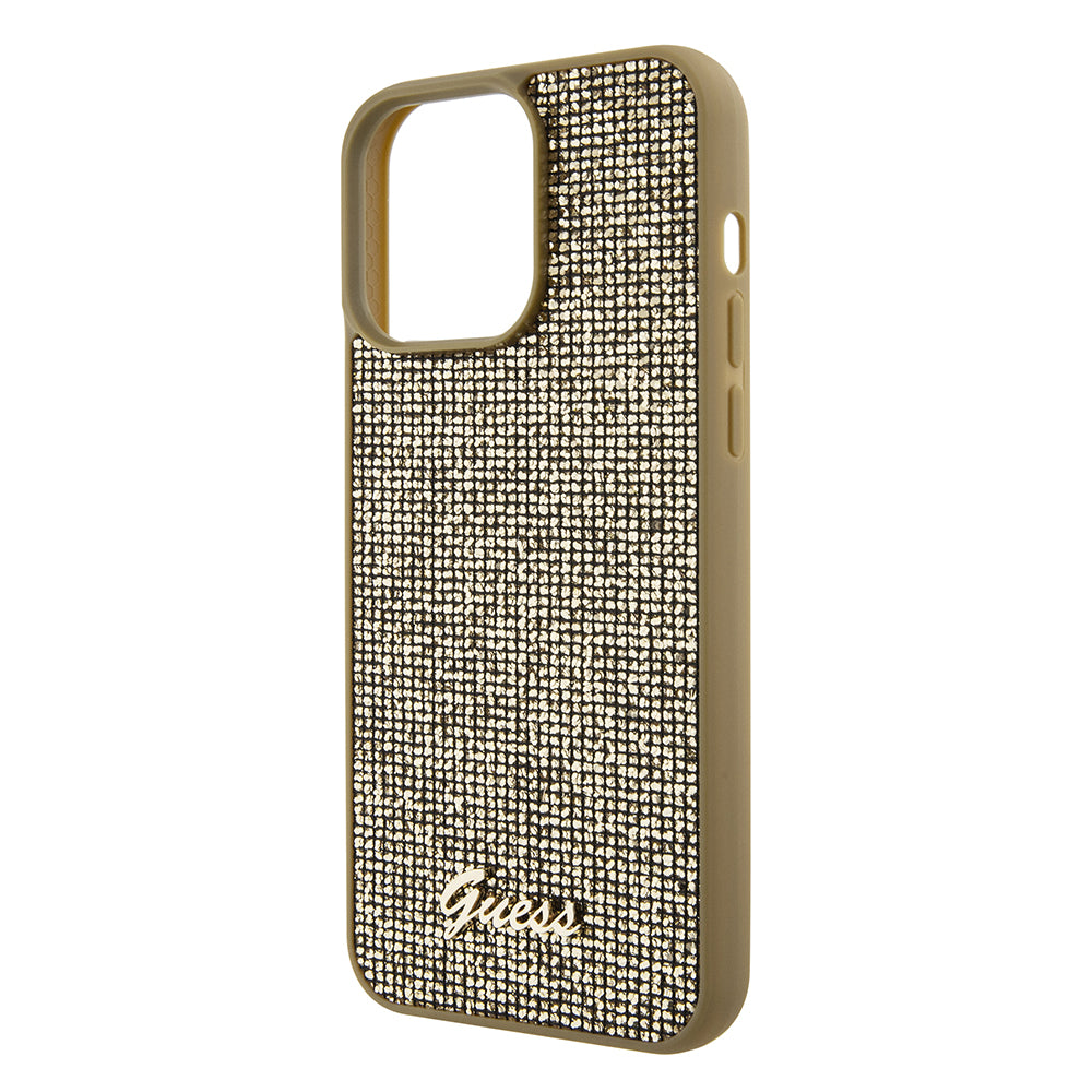 Калъф за Apple iPhone 15 Pro Max, Guess, Disco Metal Script, Златист