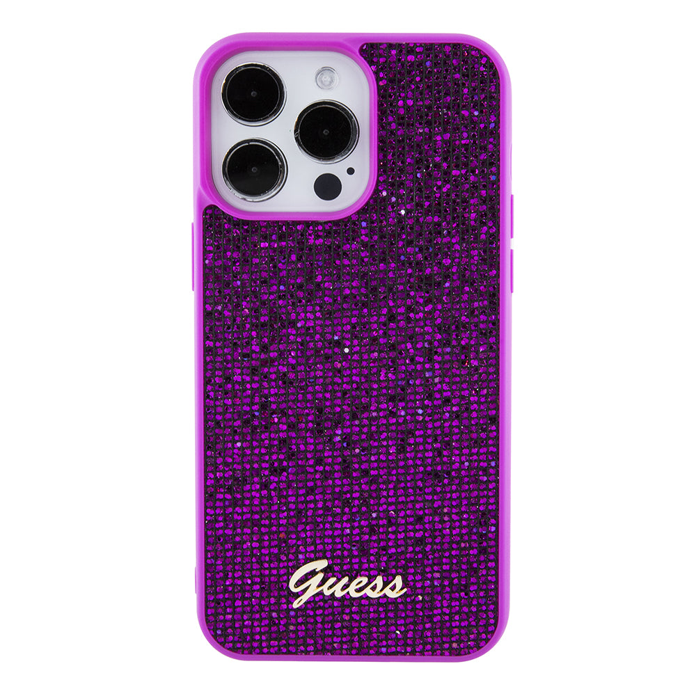 Калъф за Apple iPhone 15 Pro Max, Guess, Disco Metal Script, Фуксия