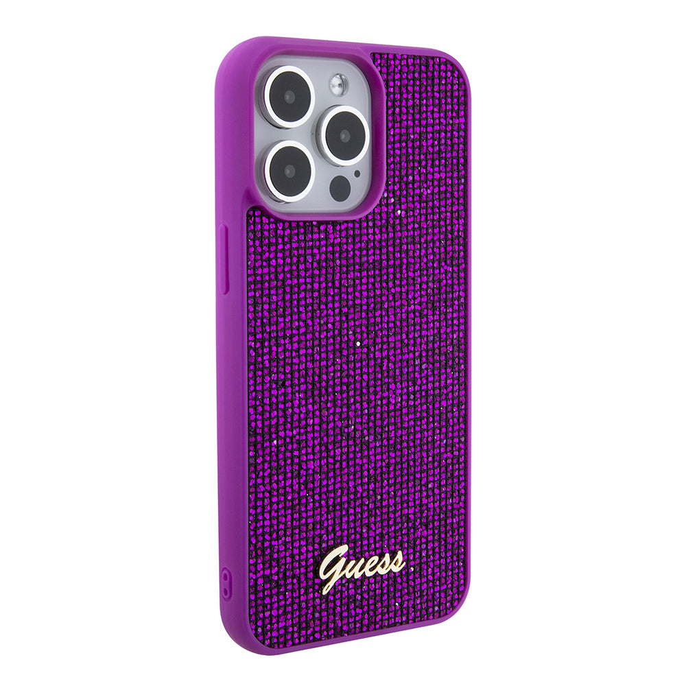 Калъф за Apple iPhone 15 Pro Max, Guess, Disco Metal Script, Фуксия