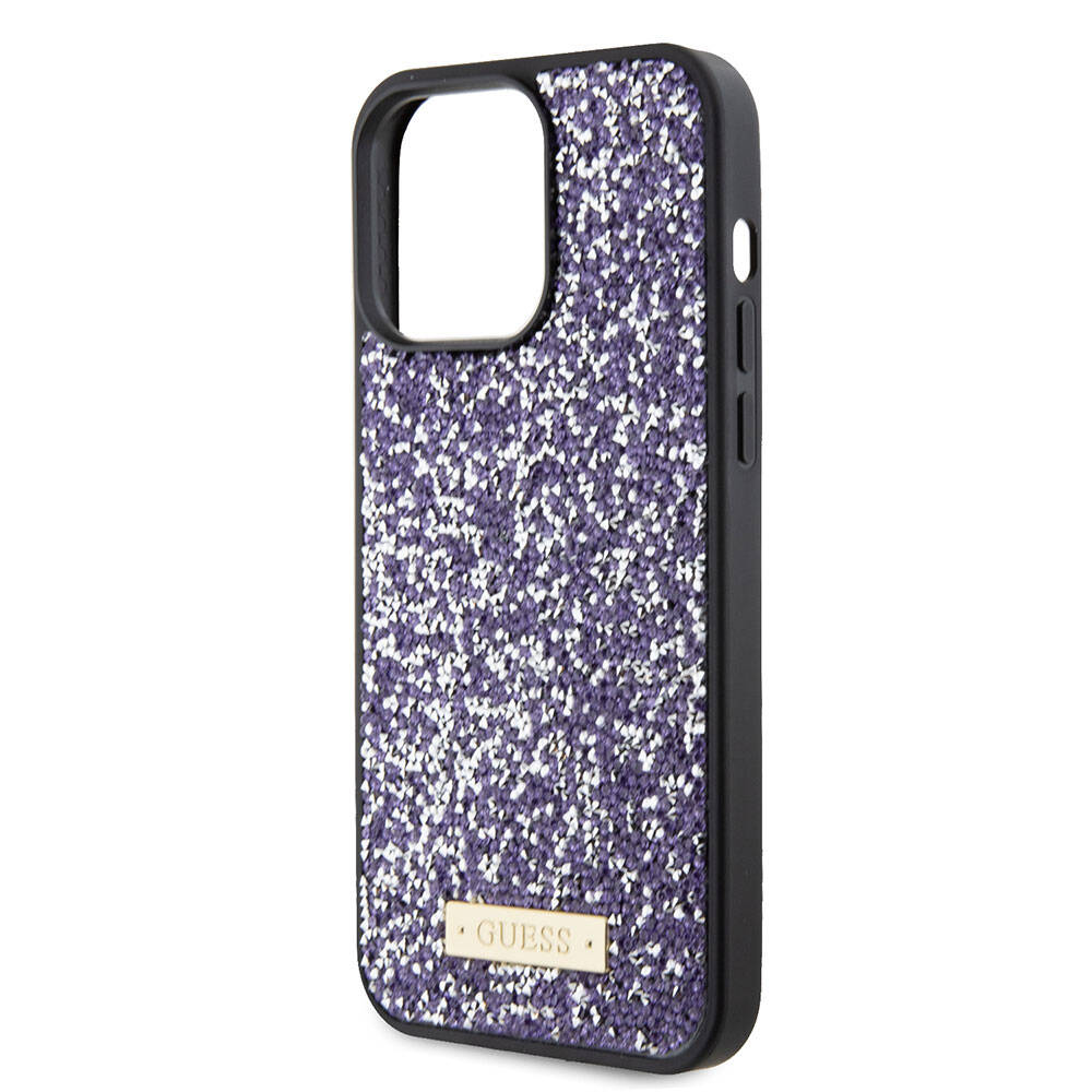 Калъф за Apple iPhone 15 Pro, Guess, Rhinestone Metal Logo, Лилав