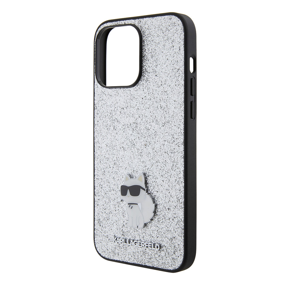 Калъф за Apple iPhone 15 Pro Max, Karl Lagerfeld, Glitter Fixed Choupette Logo, Сребрист.