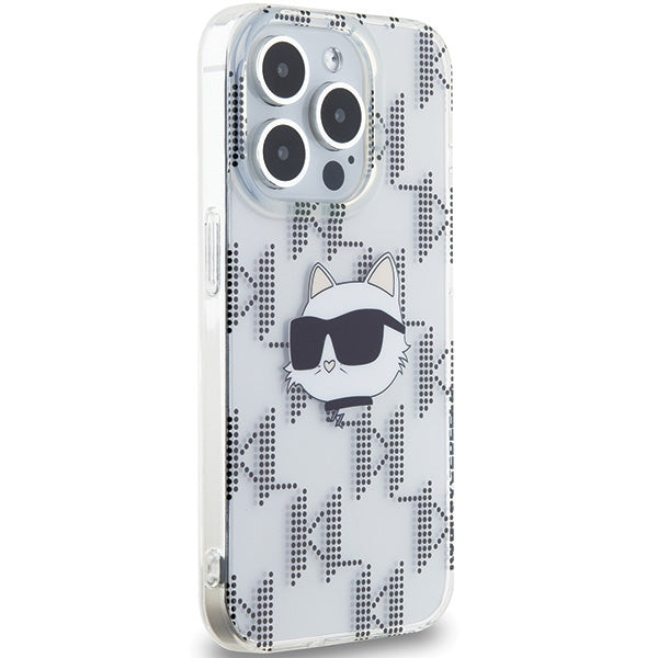 Калъф за Apple iPhone 15 Pro Max, Karl Lagerfeld, IML Electroplated Choupette Head, Прозрачен