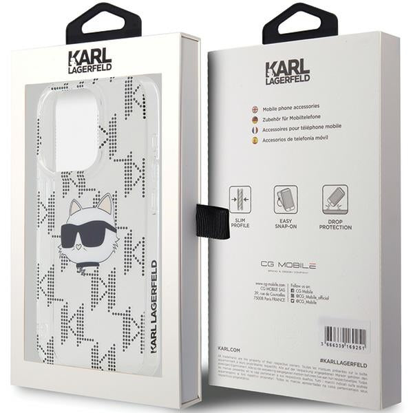 Калъф за Apple iPhone 15 Pro Max, Karl Lagerfeld, IML Electroplated Choupette Head, Прозрачен