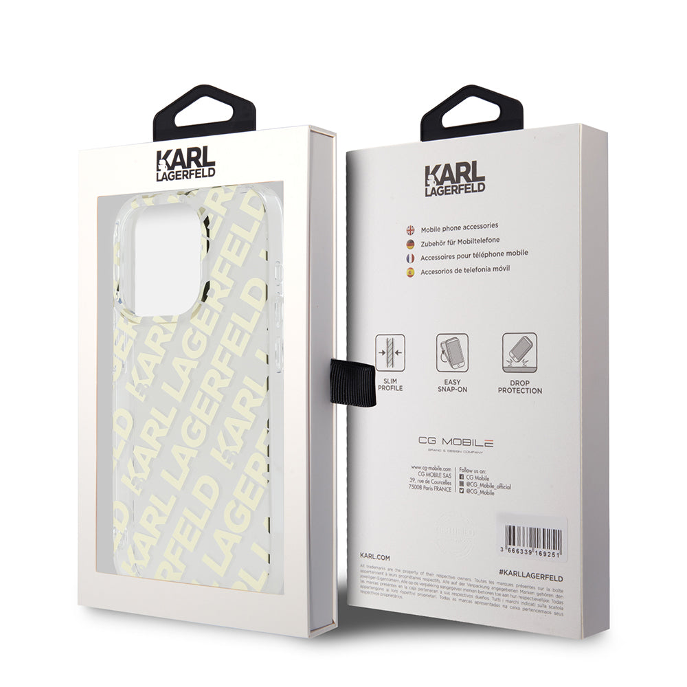 Калъф за Apple iPhone 15 Pro Max, Karl Lagerfeld, IML Luxury Gold Fullover Logo, Златист
