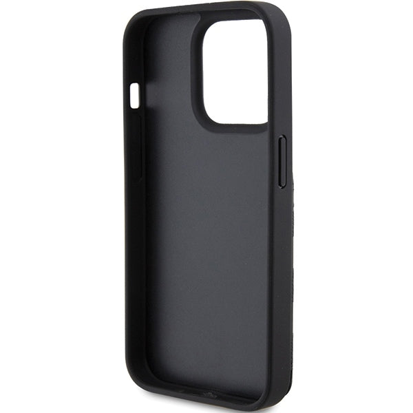 Case for Apple iPhone 15 Pro Max, Karl Lagerfeld, Saffiano Cardslots and Stand Monogram Ikonik Karl, Black