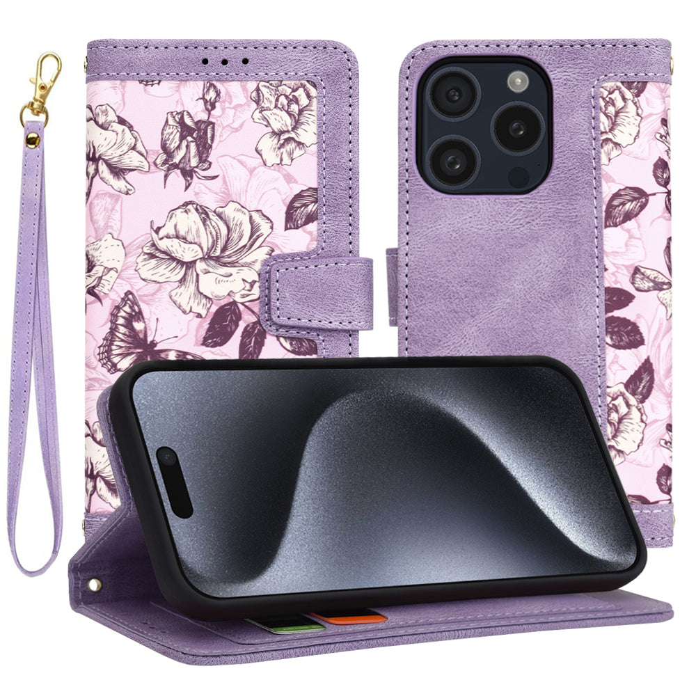 Калъф за Apple iPhone 15 Pro, Techsuit, FlipCraft, Лилав