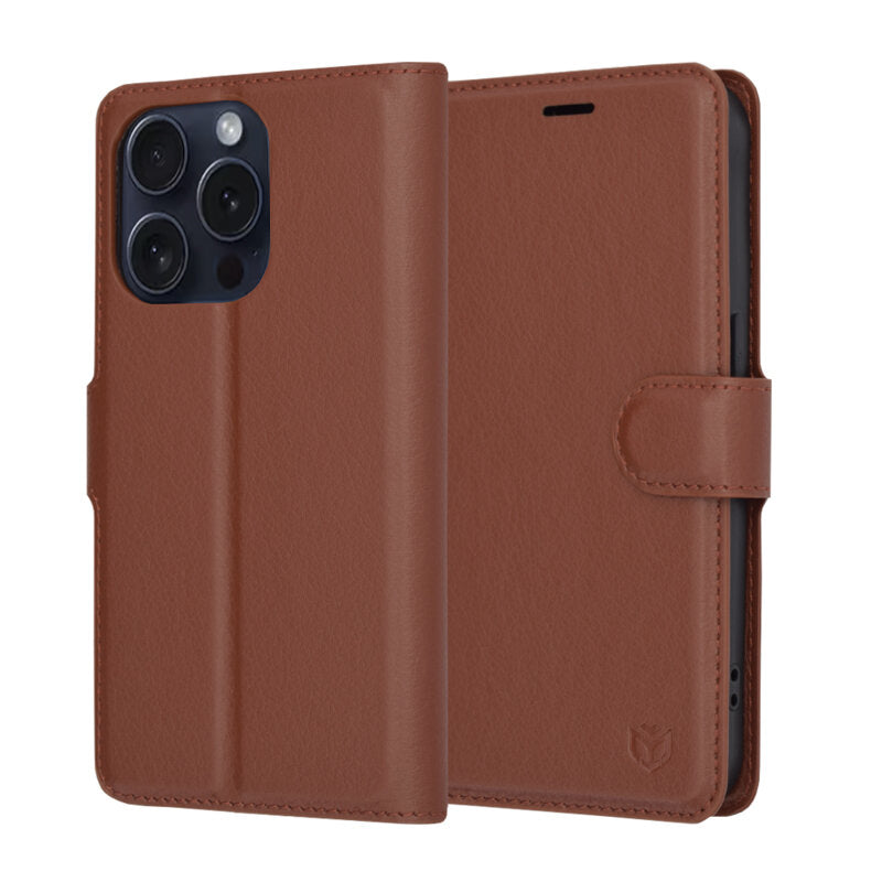 Калъф за Apple iPhone 15 Pro, Techsuit, Leather Folio, Кафяв