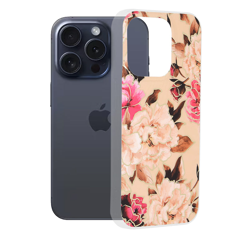 Калъф за Apple iPhone 15 Pro, Techsuit, Marble, Бежов