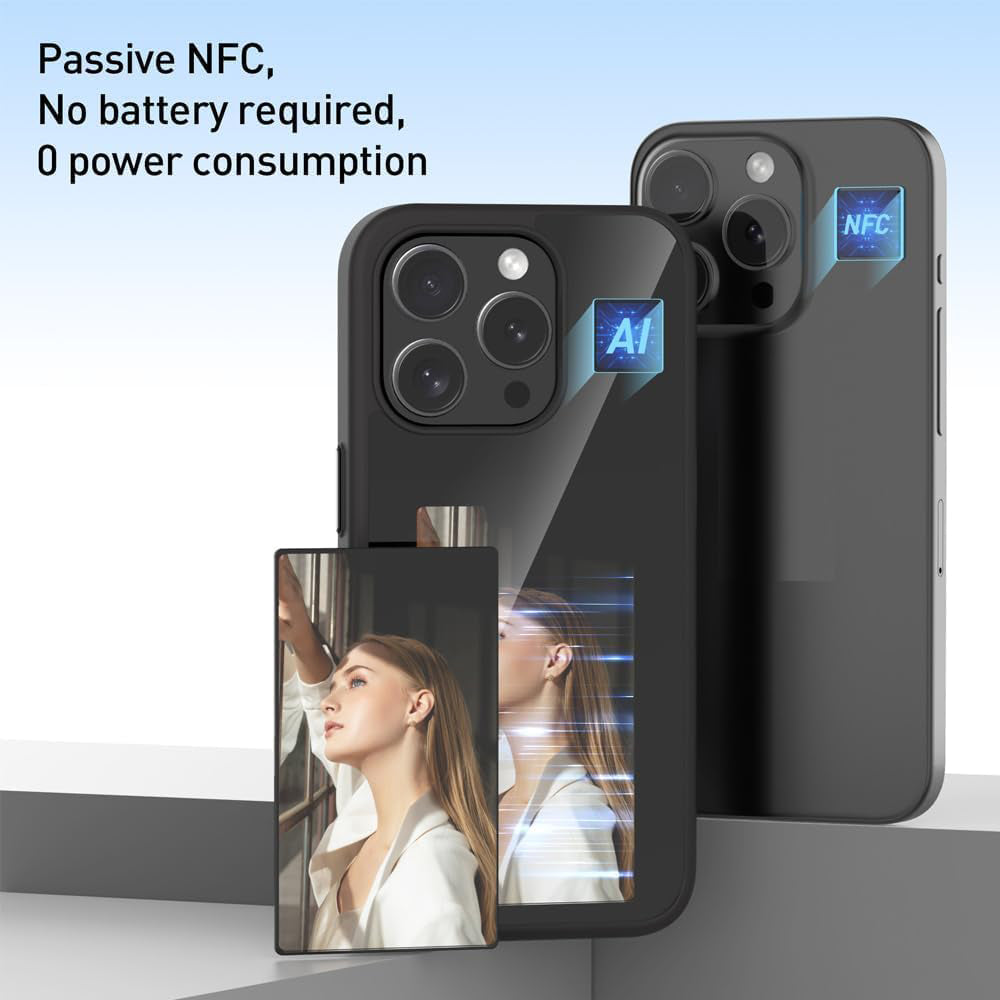 Калъф за Apple iPhone 15 Pro, Techsuit, SmartScreen NFC, Черен