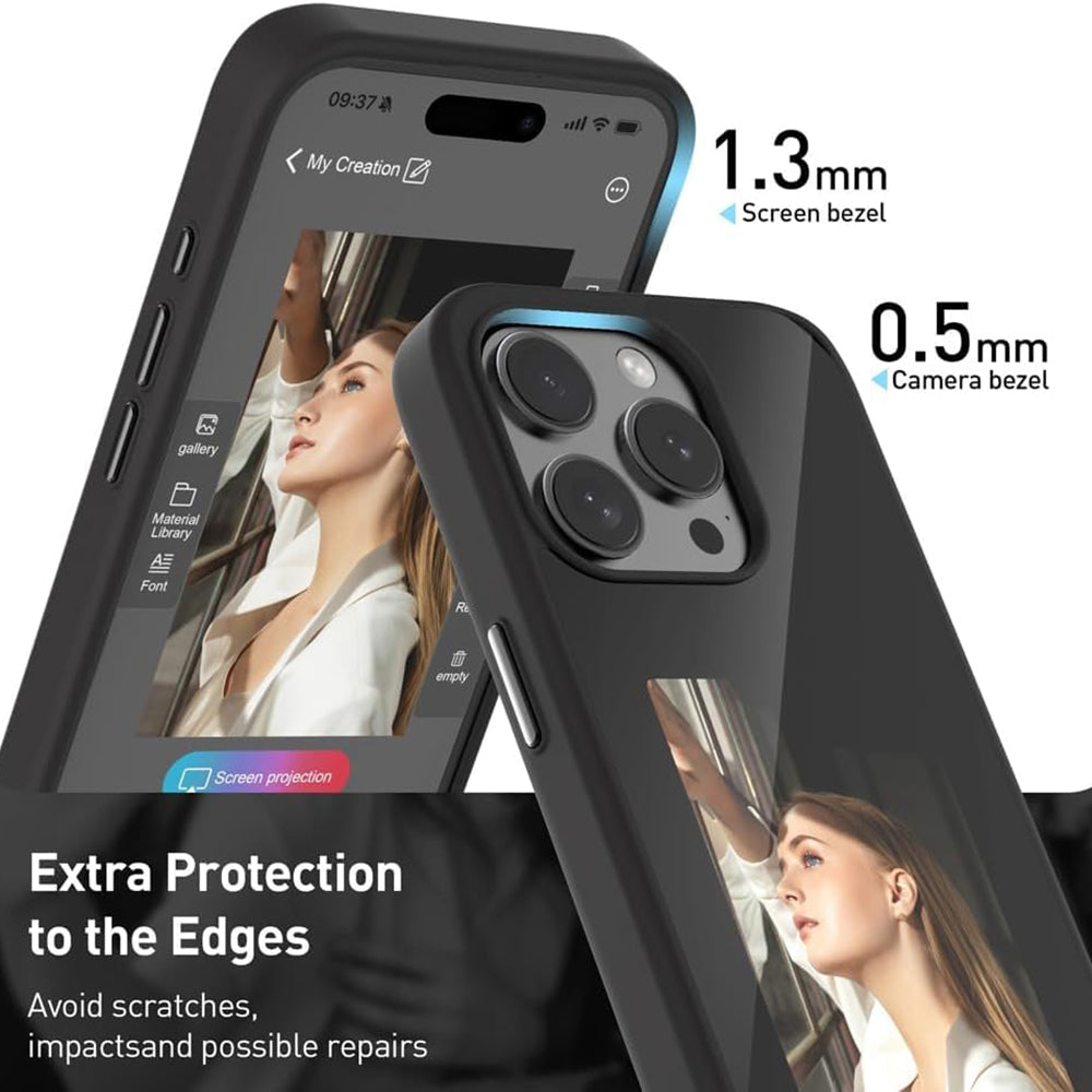 Калъф за Apple iPhone 15 Pro, Techsuit, SmartScreen NFC, Черен