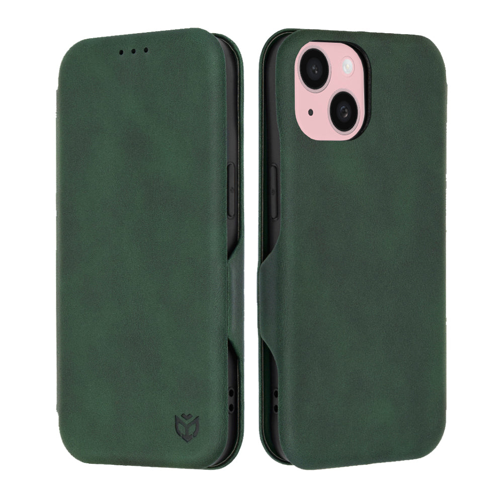 Калъф за Apple iPhone 15, Techsuit, Safe Wallet Plus, Зелен