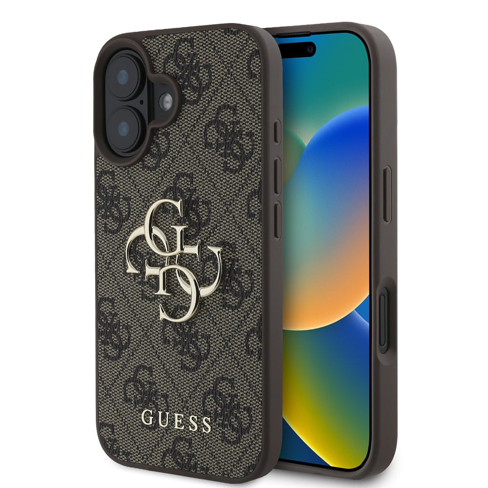 Калъф за Apple iPhone 16, Guess, 4G Big Logo, Кафяв