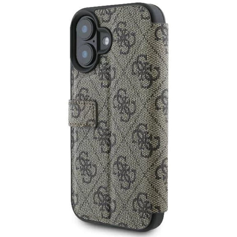 Калъф за Apple iPhone 16, Guess, 4G Book, Кафяв