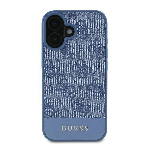 Калъф за Apple iPhone 16, Guess, 4G Bottom Stripe, Син