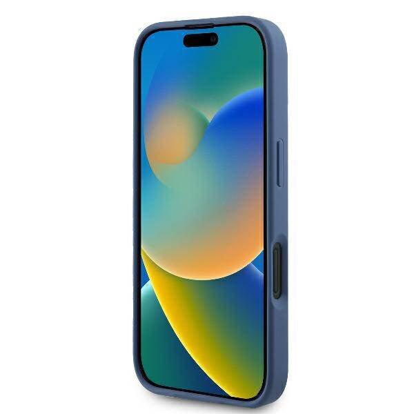 Калъф за Apple iPhone 16, Guess, 4G Bottom Stripe, Син