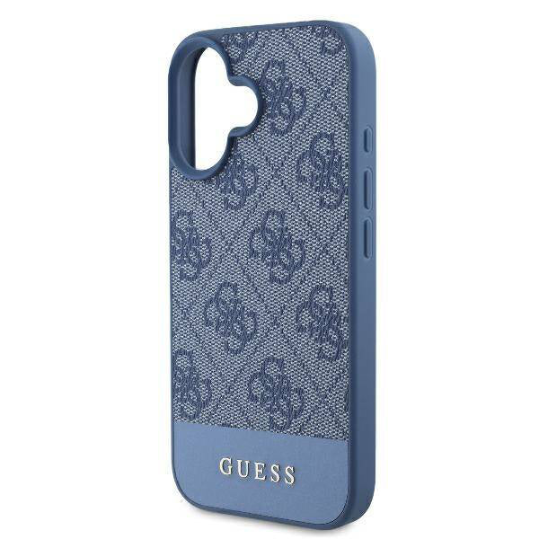 Калъф за Apple iPhone 16, Guess, 4G Bottom Stripe, Син
