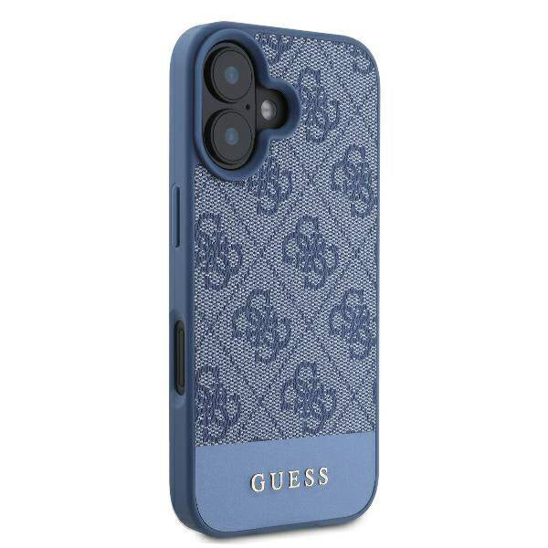 Калъф за Apple iPhone 16, Guess, 4G Bottom Stripe, Син
