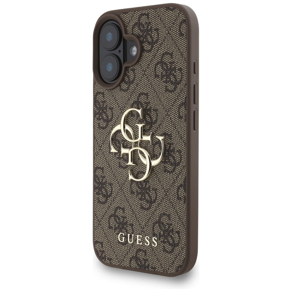 Калъф за Apple iPhone 16, Guess, 4G Classic Logo with Strap, Кафяв