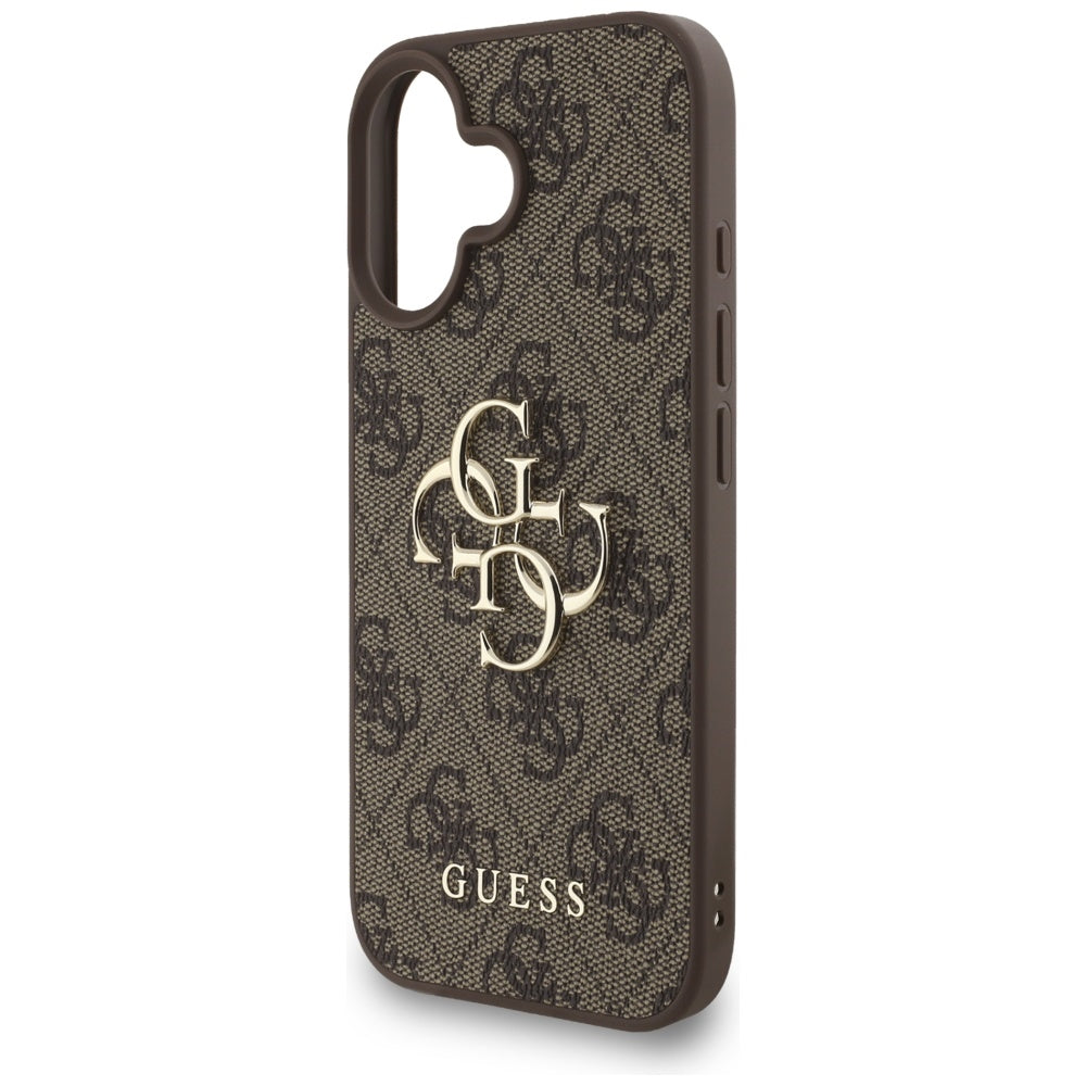 Калъф за Apple iPhone 16, Guess, 4G Classic Logo with Strap, Кафяв