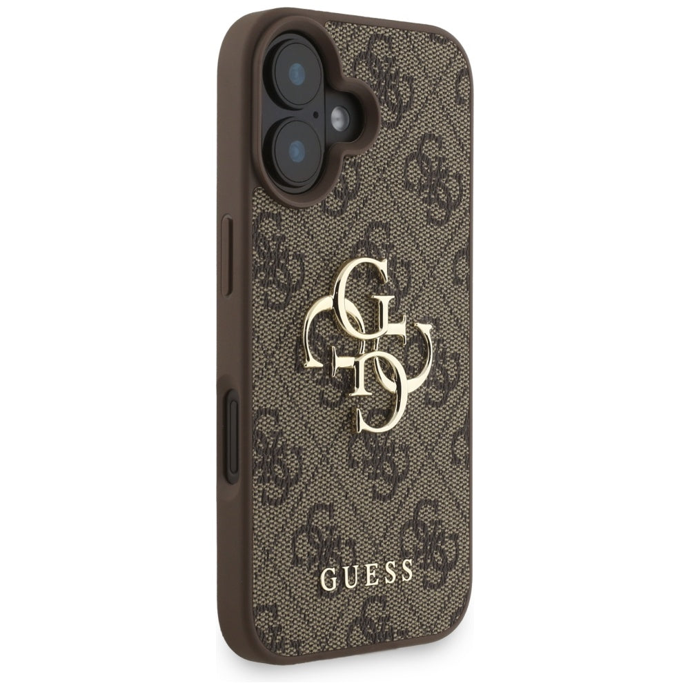 Калъф за Apple iPhone 16, Guess, 4G Classic Logo with Strap, Кафяв