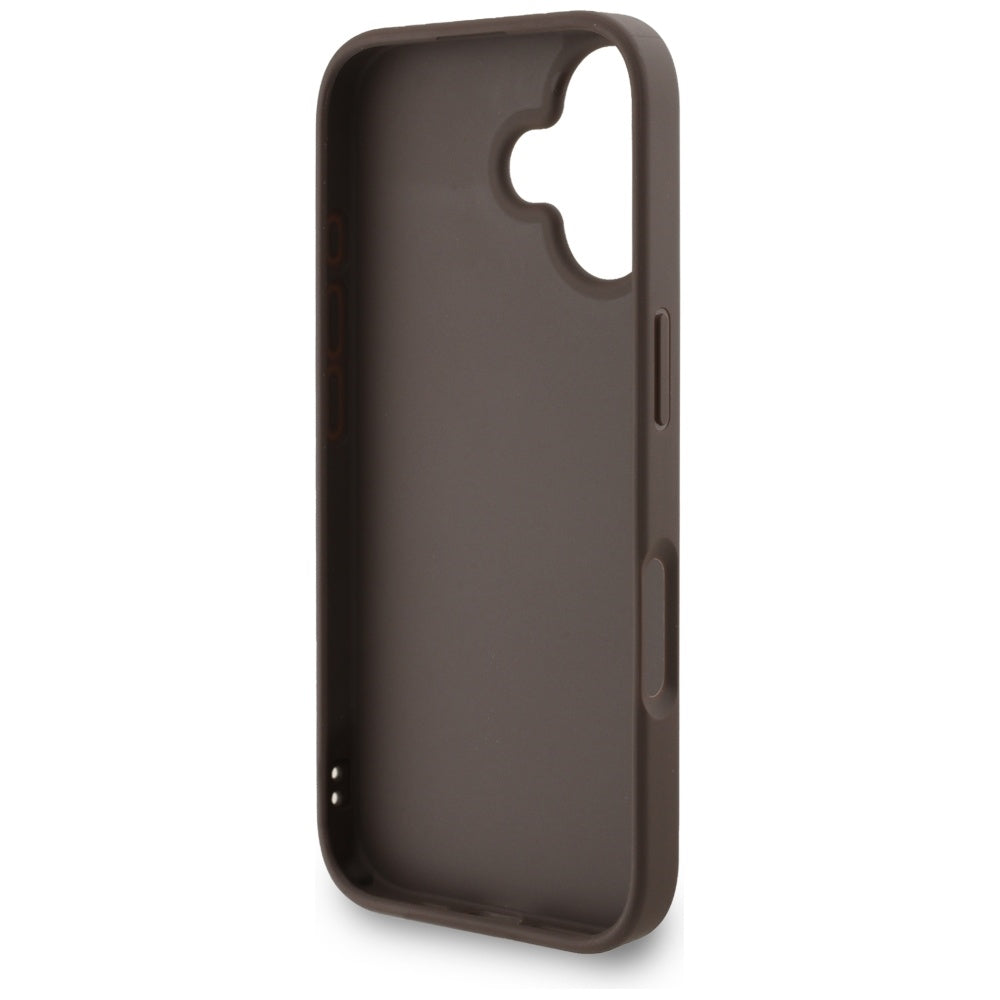 Калъф за Apple iPhone 16, Guess, 4G Classic Logo with Strap, Кафяв