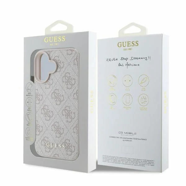 Калъф за Apple iPhone 16, Guess, 4G Classic, Розов