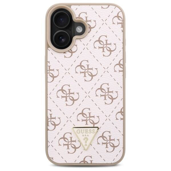 Калъф за Apple iPhone 16, Guess, 4G Triangle Logo, Бял