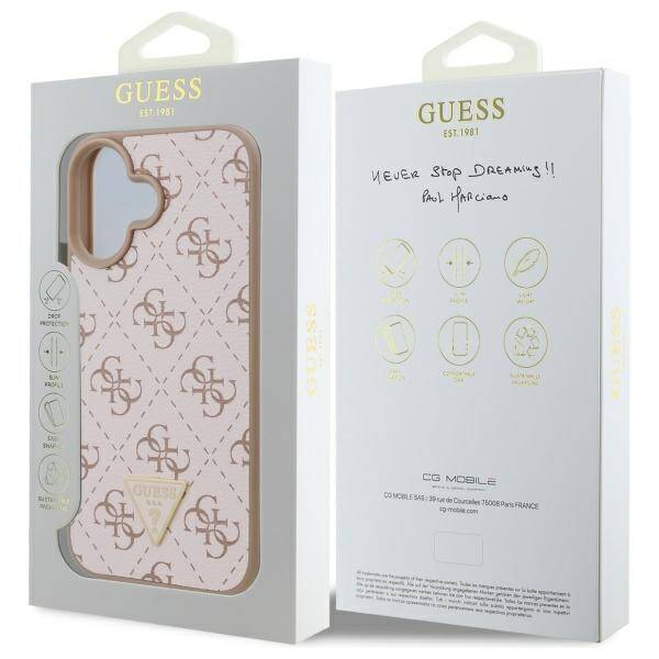 Калъф за Apple iPhone 16, Guess, 4G Triangle Logo, Бял