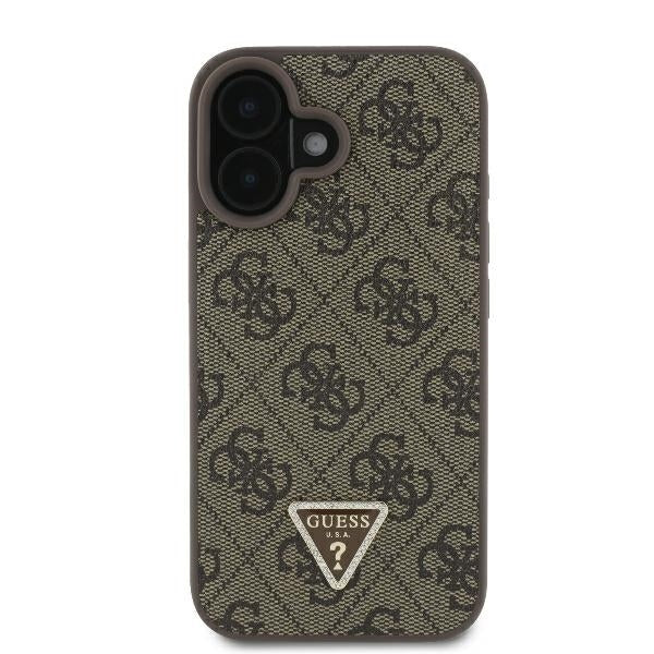 Калъф за Apple iPhone 16, Guess, Crossbody 4G Triangle Strass, Кафяв
