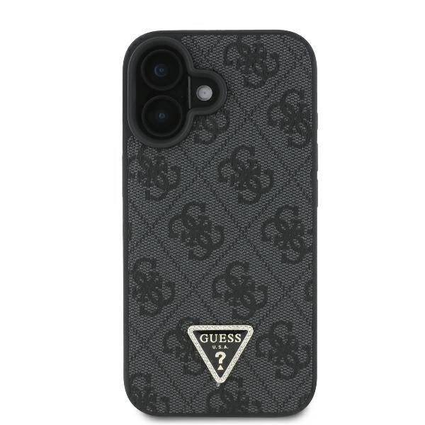 Калъф за Apple iPhone 16, Guess, Crossbody 4G Triangle Strass, Черен
