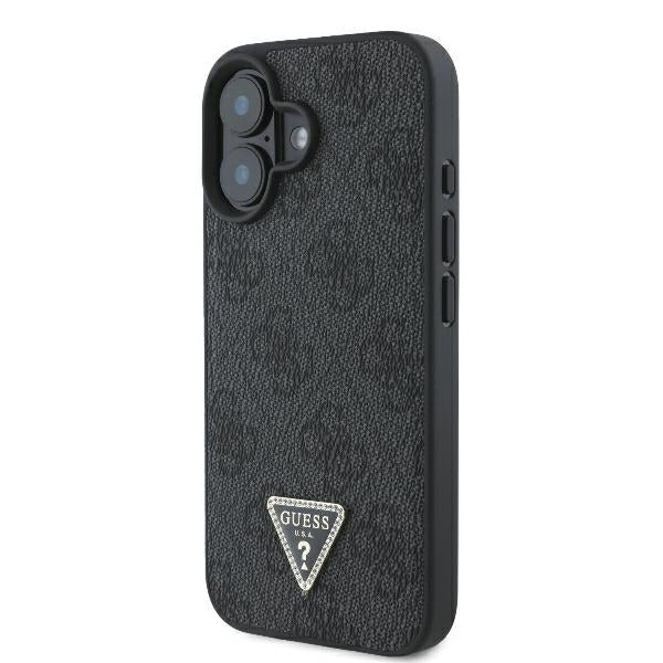 Калъф за Apple iPhone 16, Guess, Crossbody 4G Triangle Strass, Черен