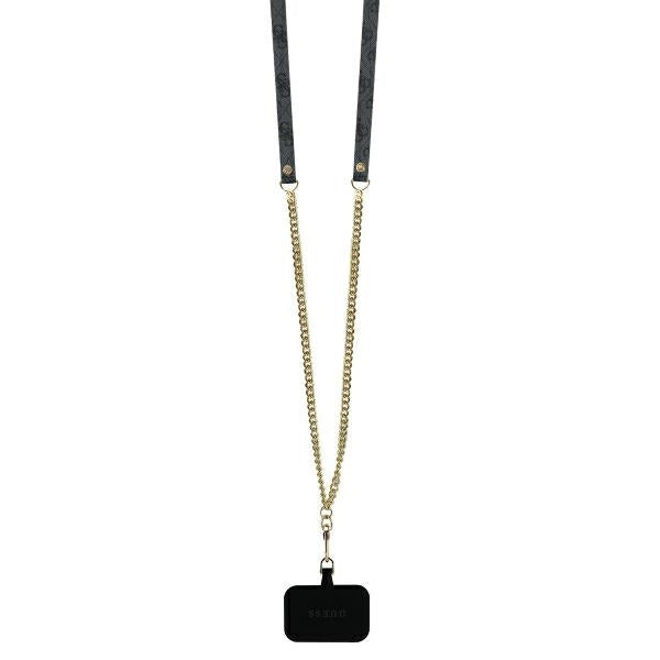 Калъф за Apple iPhone 16, Guess, Crossbody 4G Triangle Strass, Черен